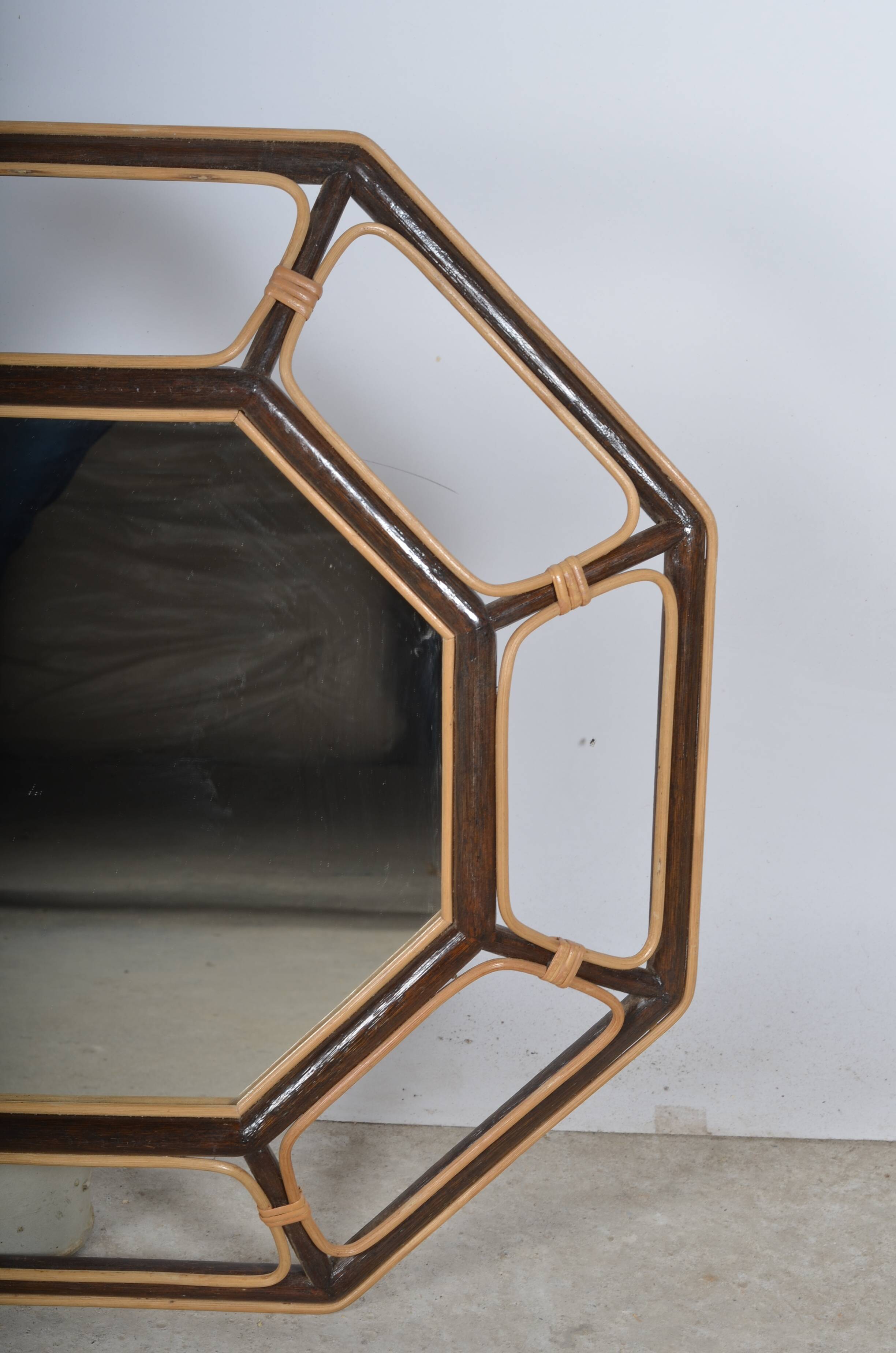 octagonal rattan mirror