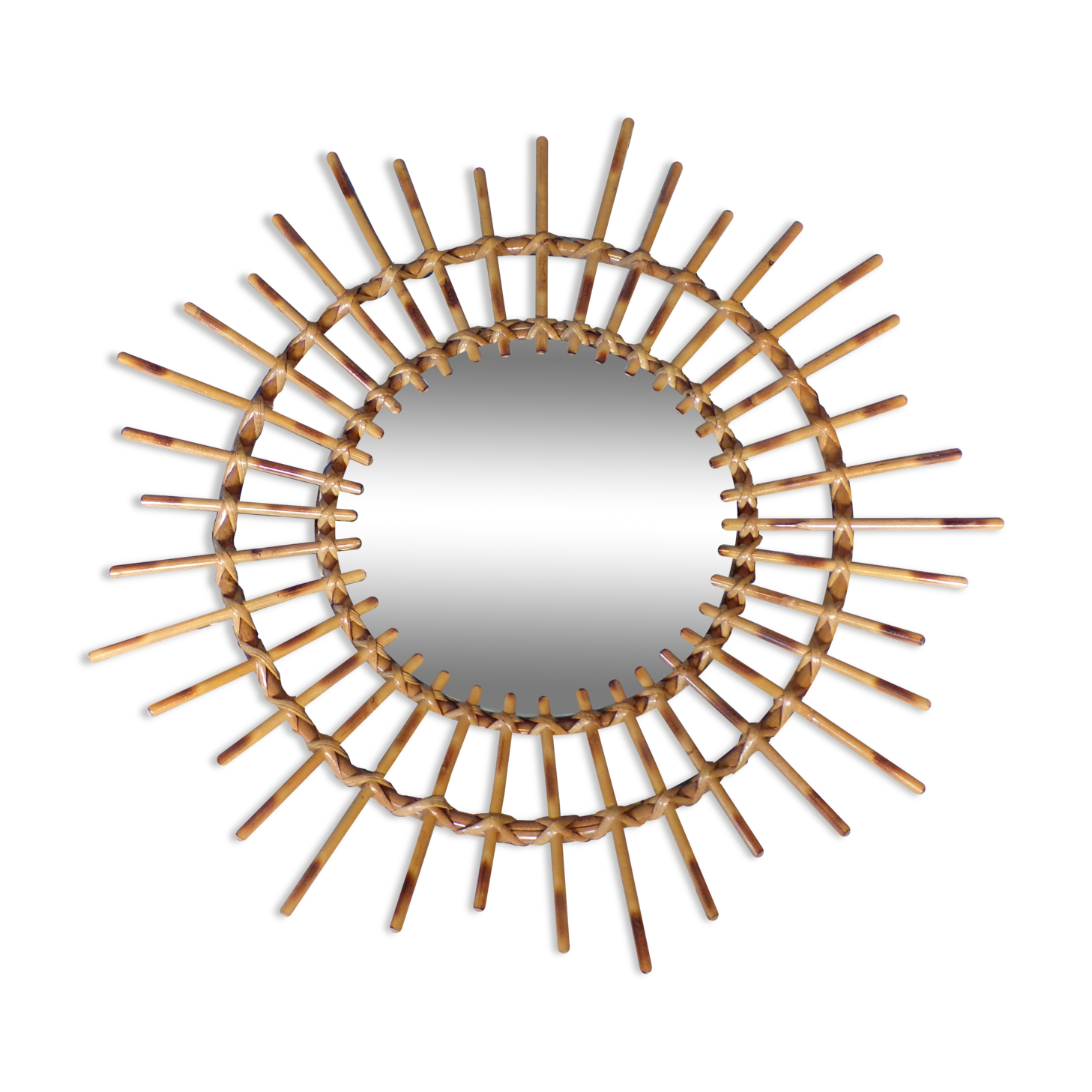 Vintage rattan sun mirror