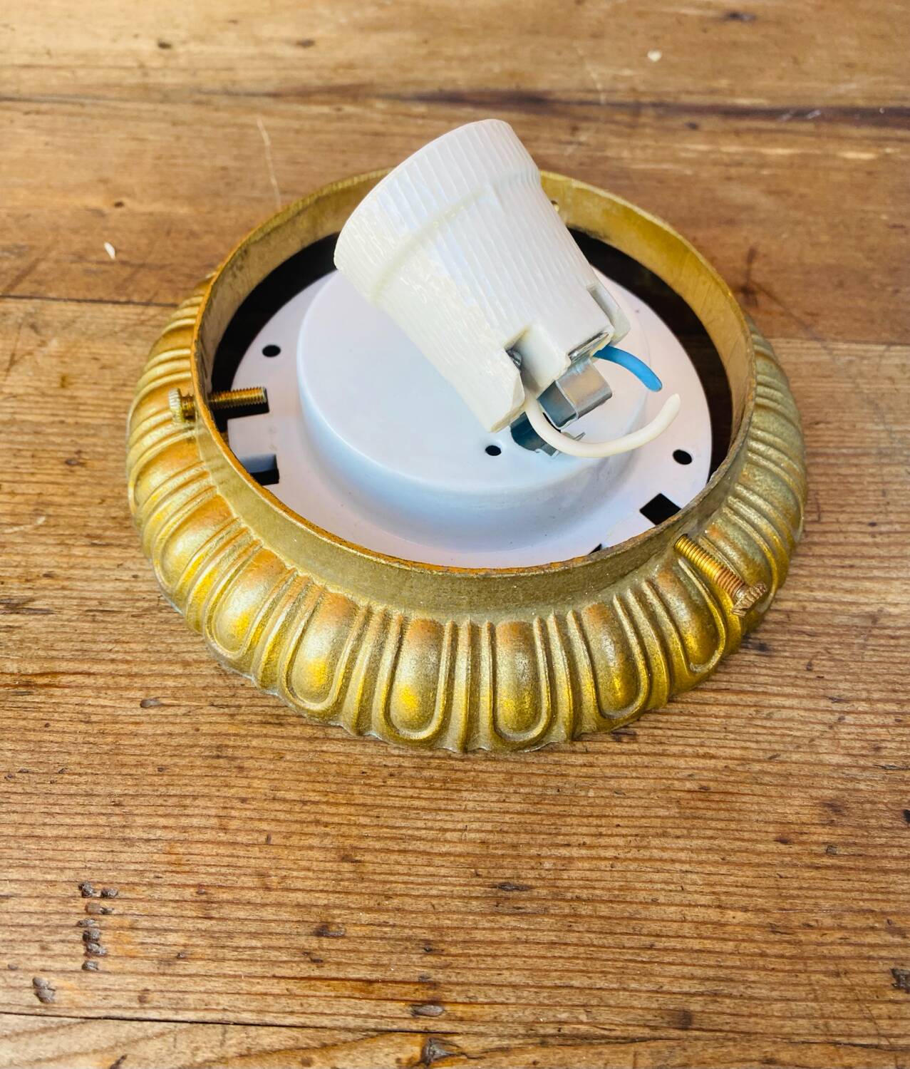 Antique Art Deco blue Clichy glass ceiling light