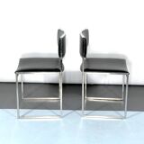 Romeo Rega, set of four chrome and leather dining chairs from 60s