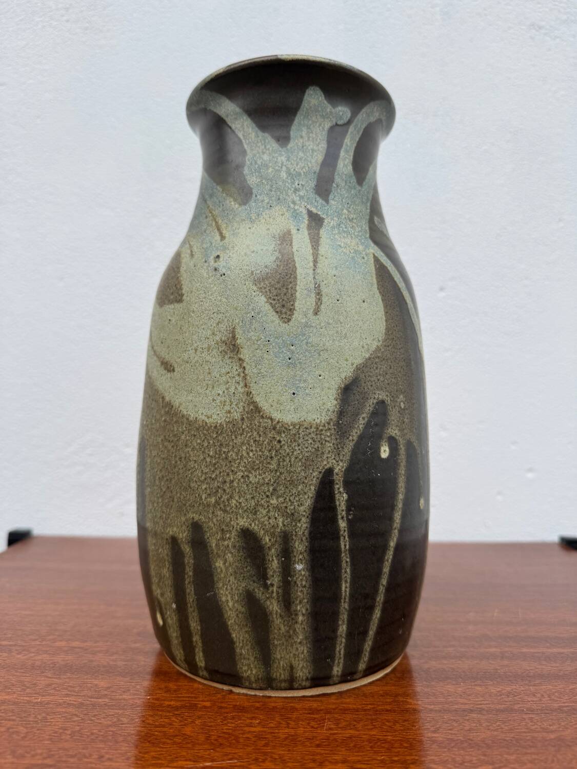 Stoneware vase with drips in the style of Jean Pointu