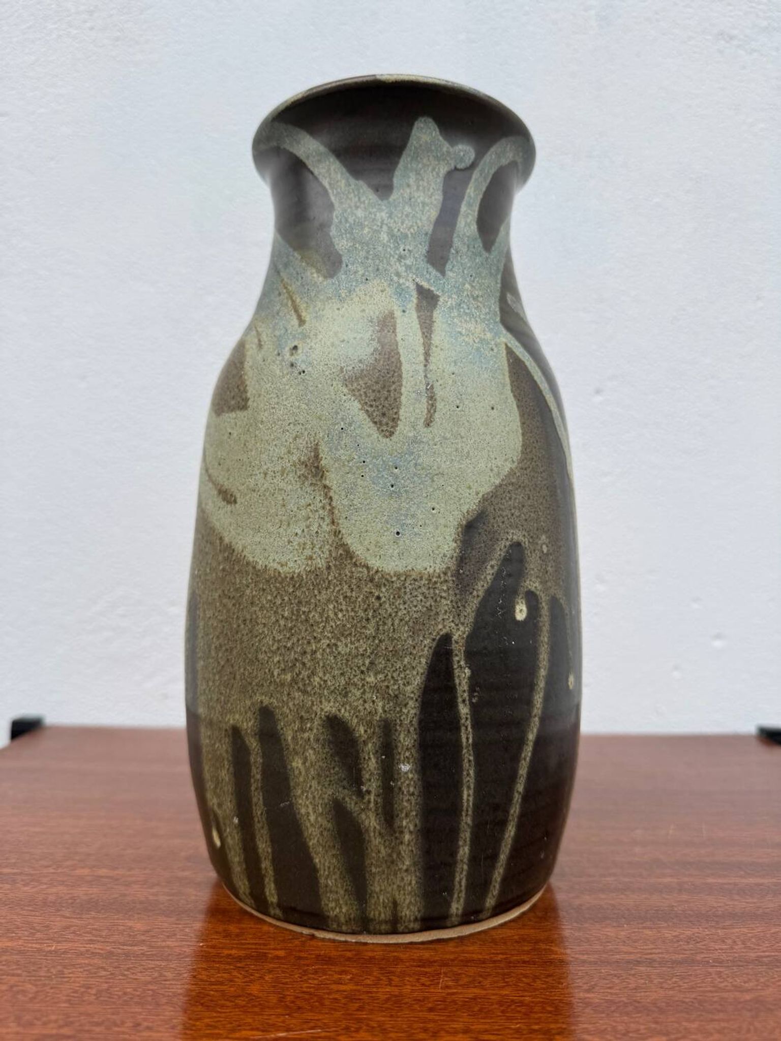 Stoneware vase with drips in the style of Jean Pointu