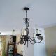 Antique wrought iron chandelier with 5 branches.