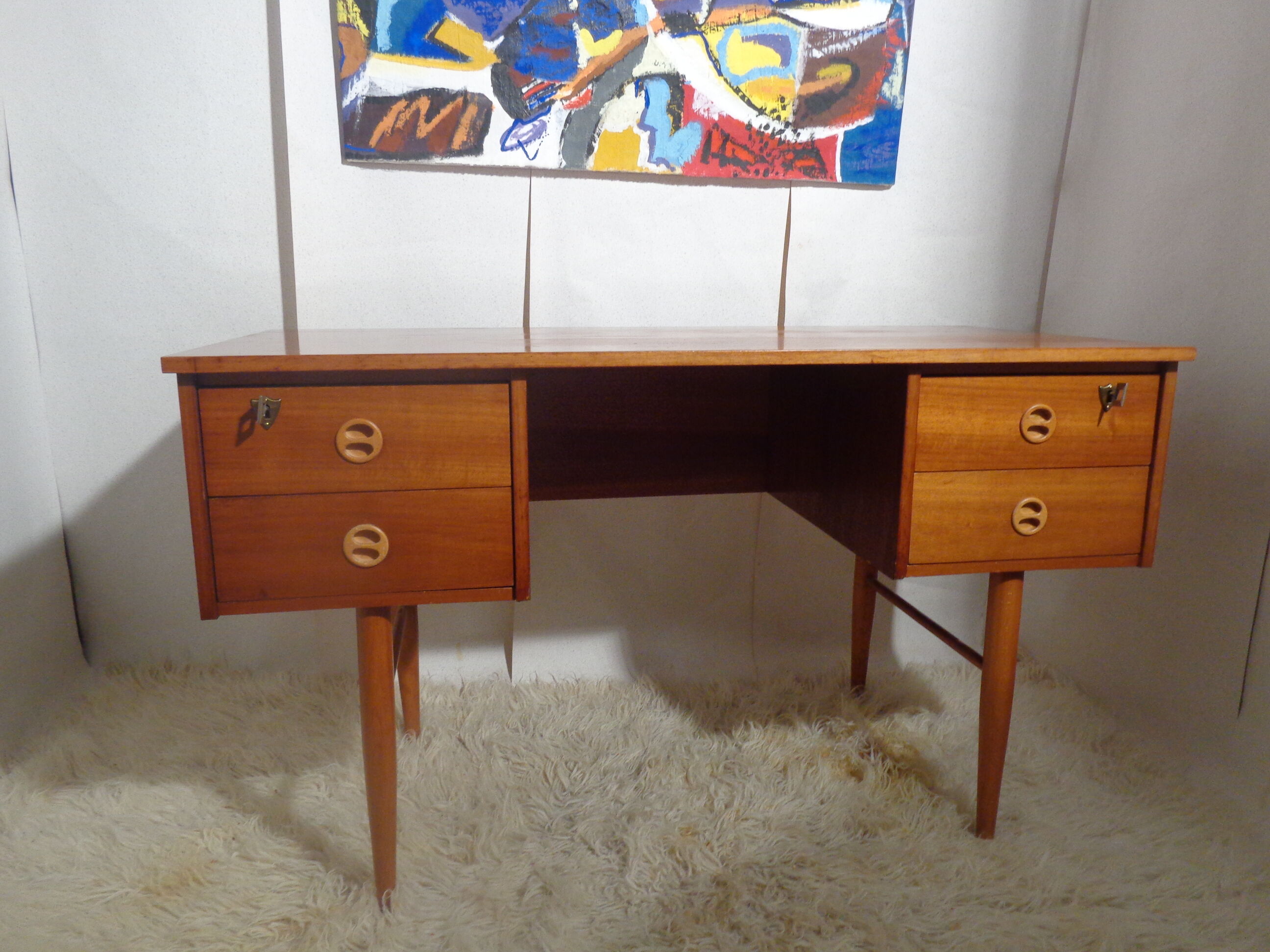 Scandinavian vintage 1960s desk with removable shelf