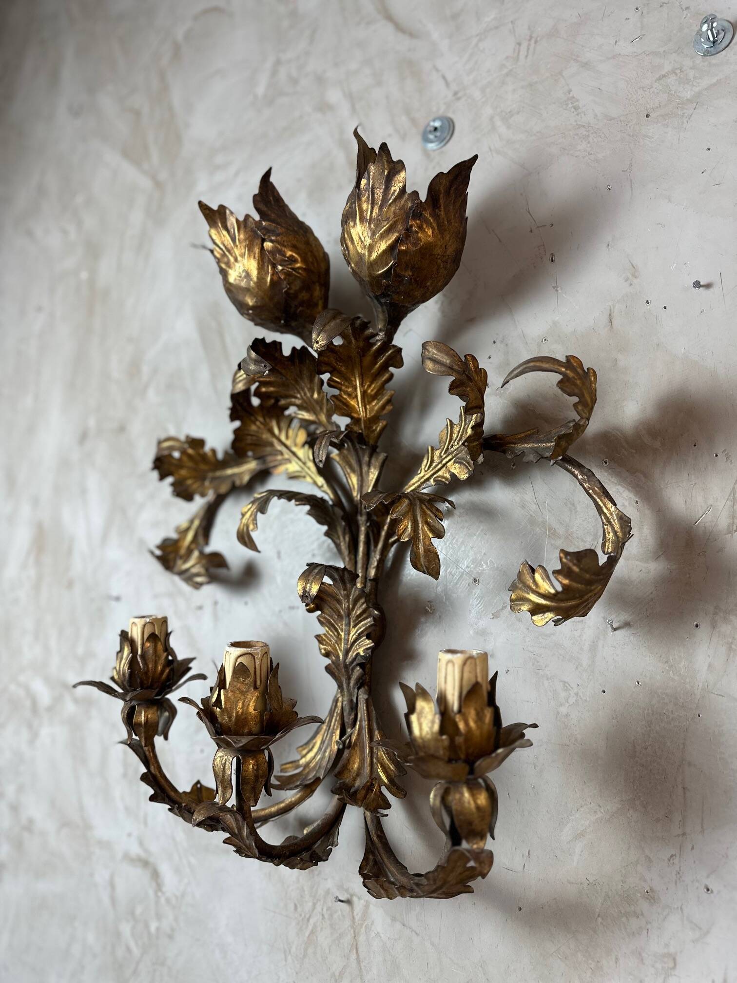 Pair of brass wall lights
