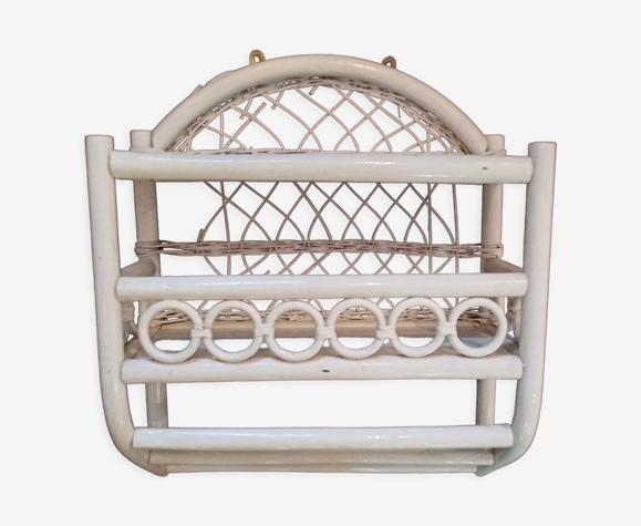 Etagère en rotin murale blanche