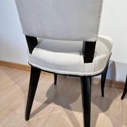 Art Deco Chairs in Black Lacquer in Cream Velour, France, 1930s, Set of 8