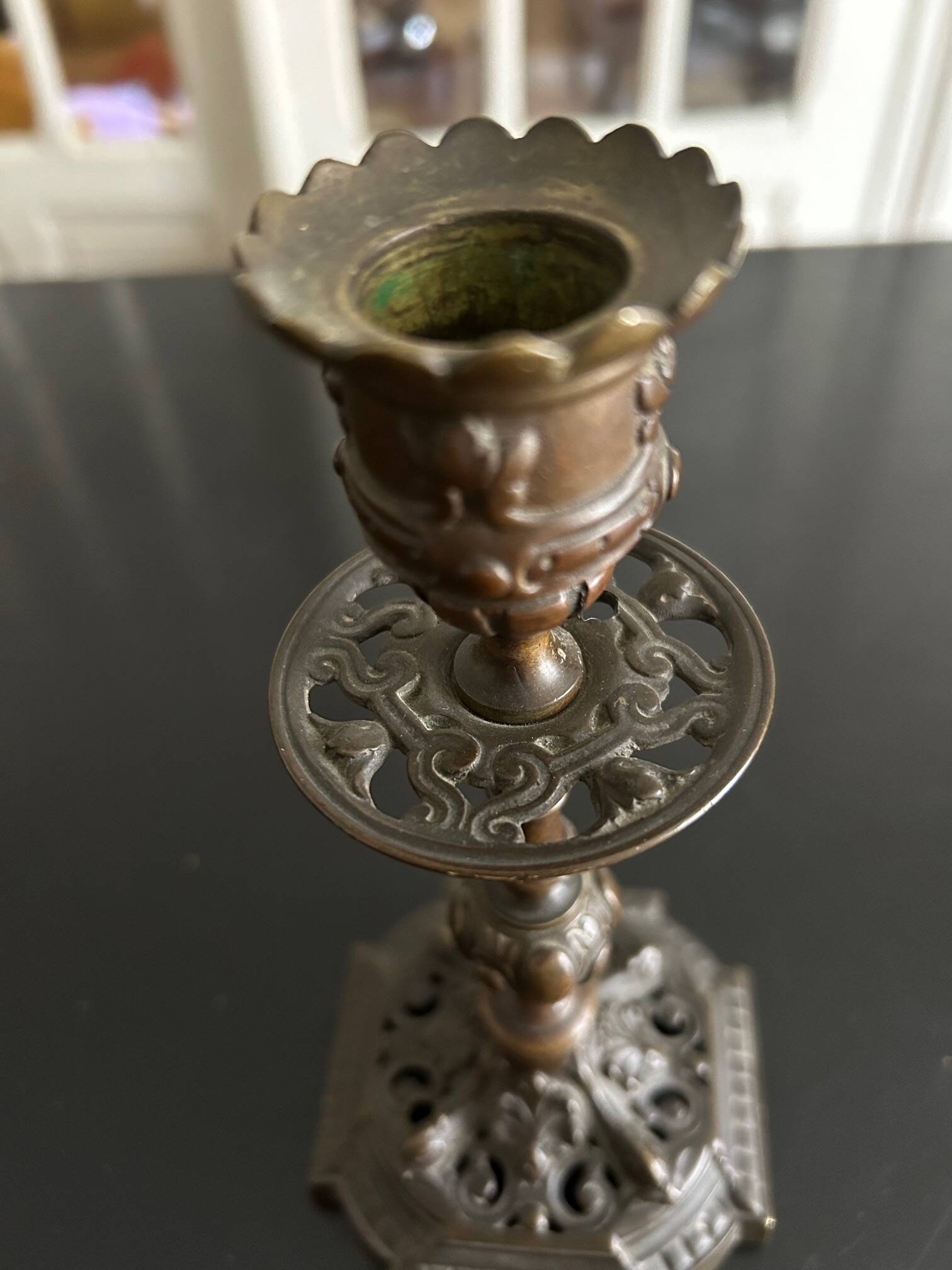 19th century bronze candle holder