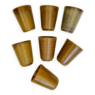 Set of 7 vintage Digoin stoneware glasses