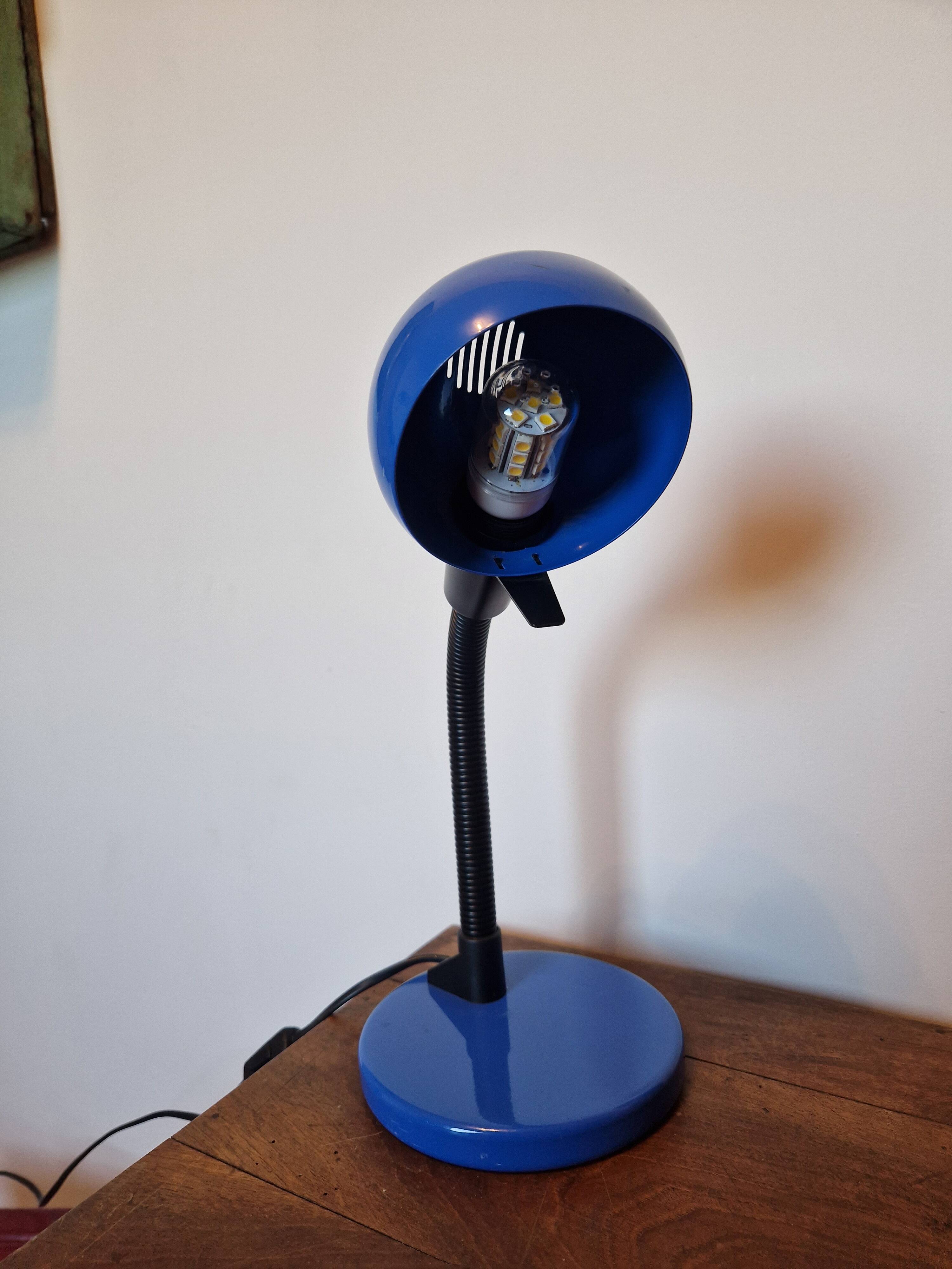 Brilliant German desk lamp — vintage style, electric blue