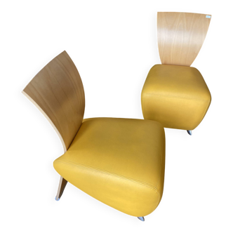 Pair of bobo leather armchairs.