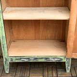 Antique Parisian bonnet wardrobe with khaki patina
