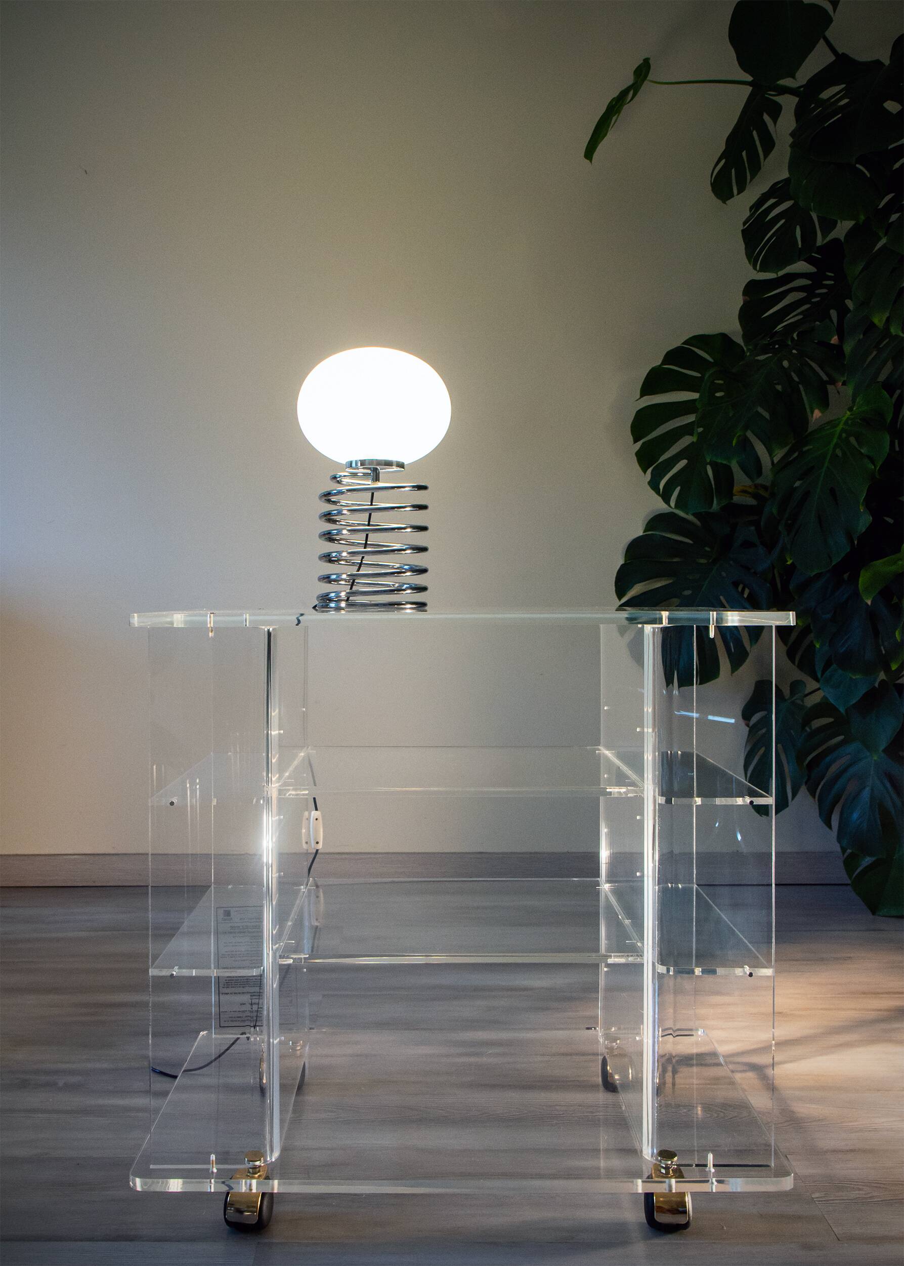 Spiral lamp Ingo Maurer late 60s, glass and chrome