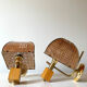 Pair of brass and canning wall lamps