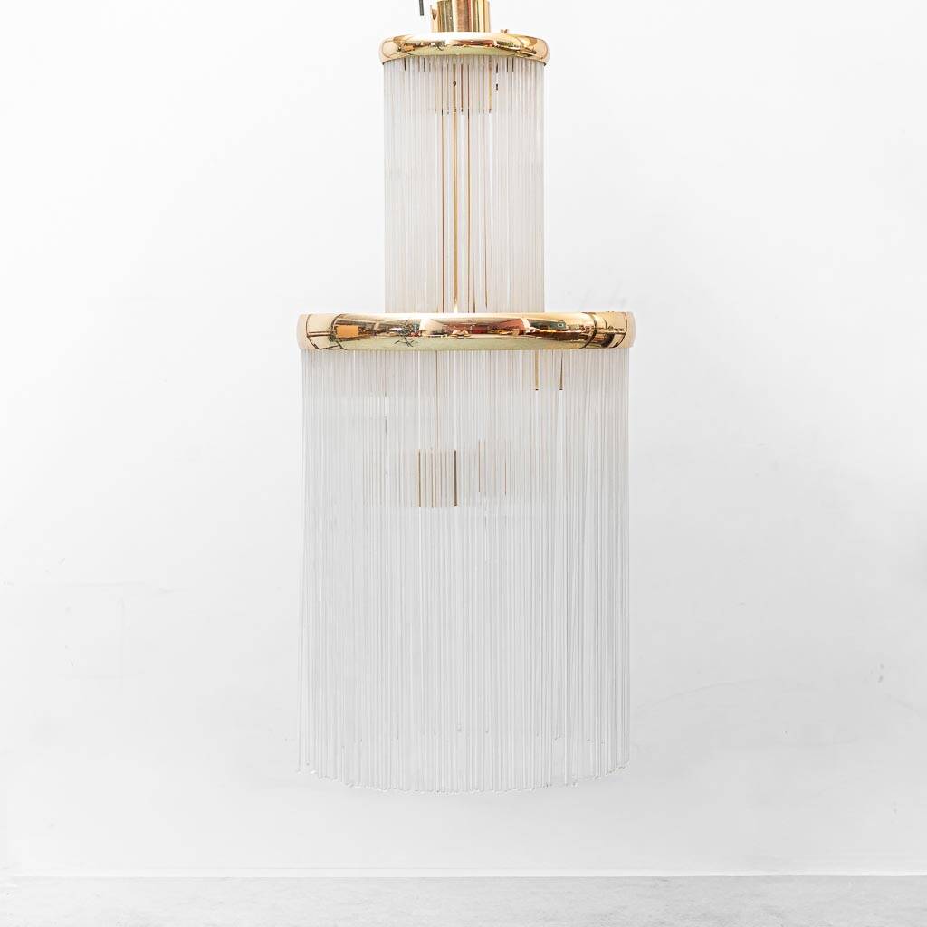 Vintage cascade chandelier in glass and brass – 1970s design