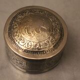 Silver metal box elephant decoration Cambodia Indochina early twentieth century