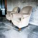 Set of 2 vintage ecru armchairs / armchairs / club armchairs
