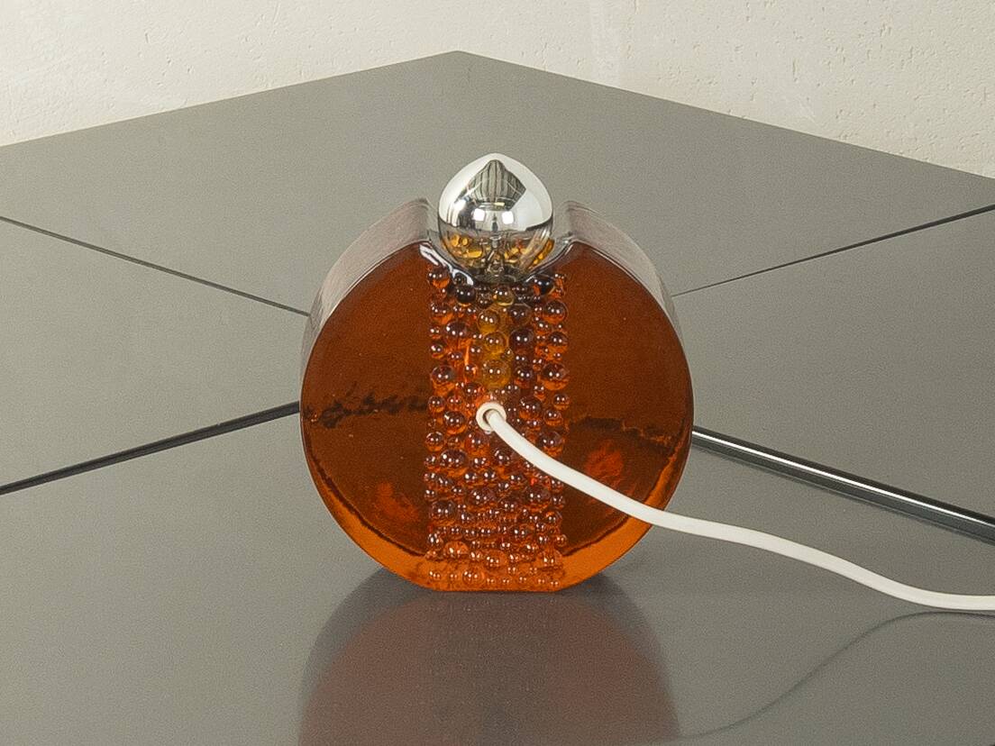 Sculptural table lamp by Doria Leuchten, space age, orange glass, Germany, 1970s