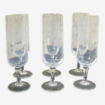 Series of six antique champagne flutes