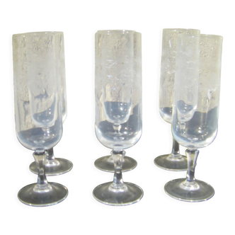 Series of six antique champagne flutes