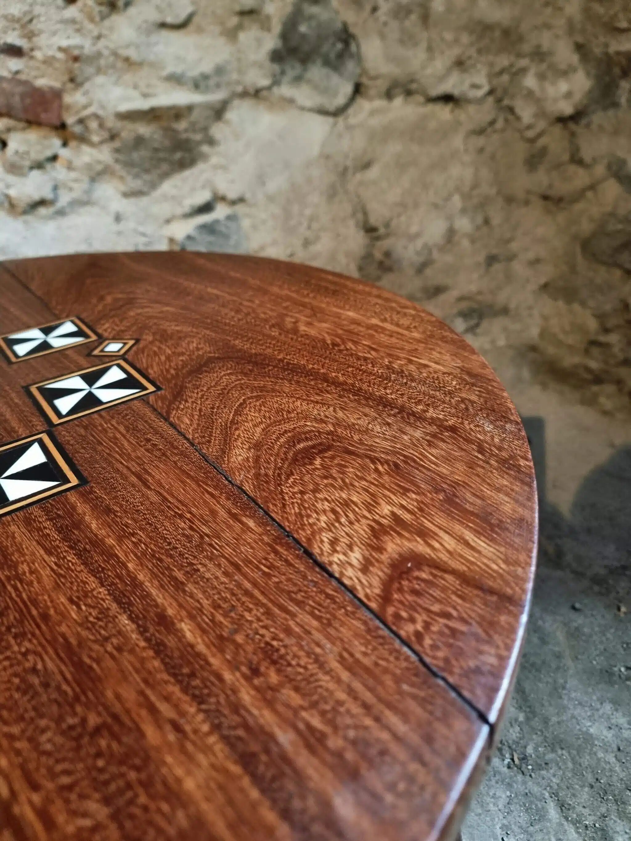 Table basse française mid-century en bois massif, années 1950
