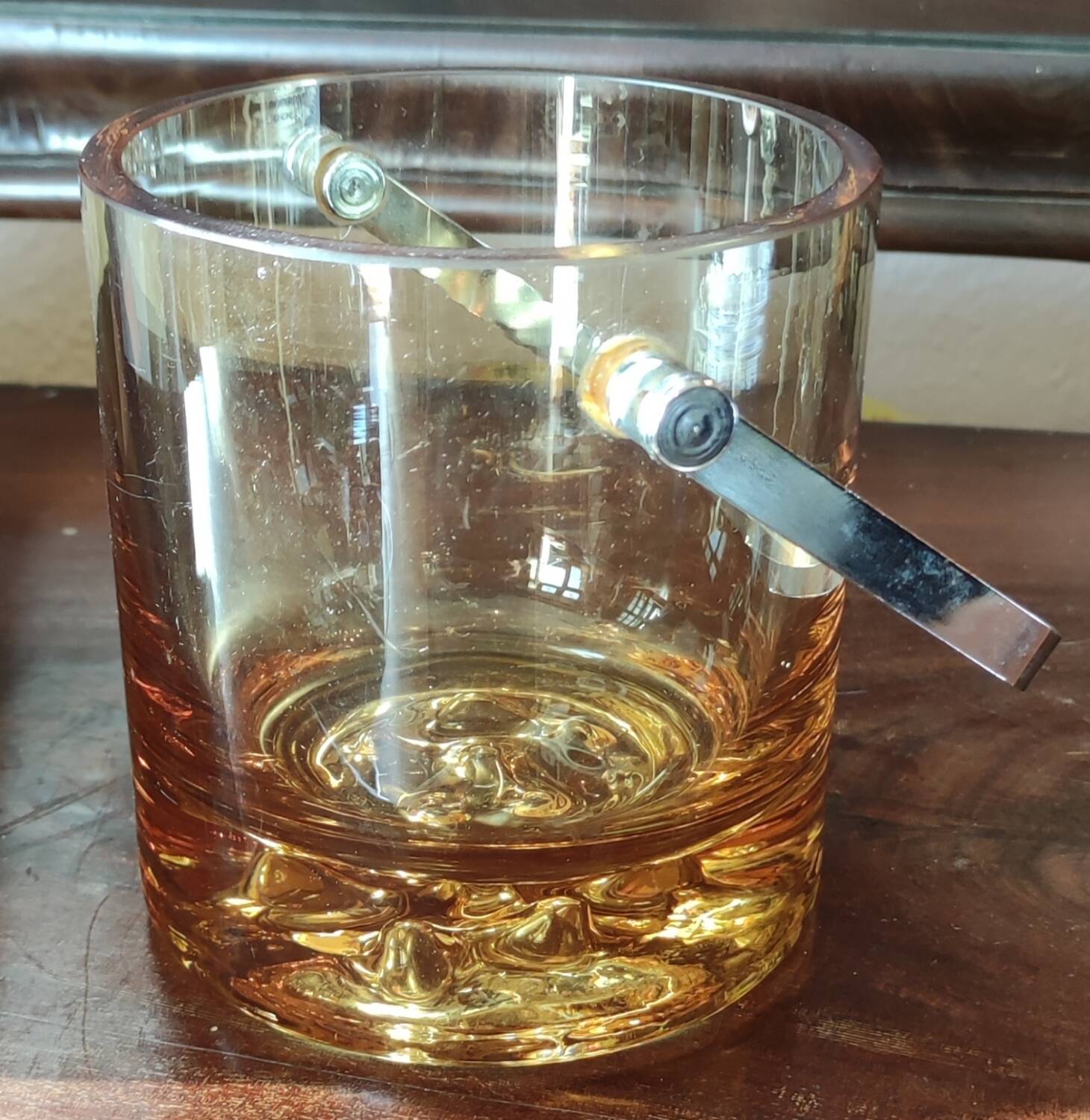 Ice Bucket Vintage Design In Thick Smoked Amber Glass