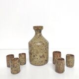 Set service glasses and bottle in pyrite stoneware