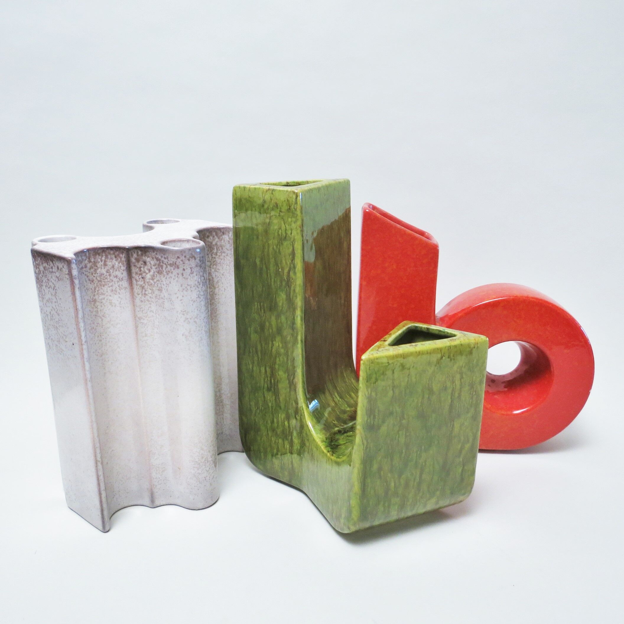 Green triangular vase by Bertoncello