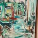 Original Swedish Oil on Canvas" Harbor" By Sven Sinde, Vintage & Framed 47×38cm