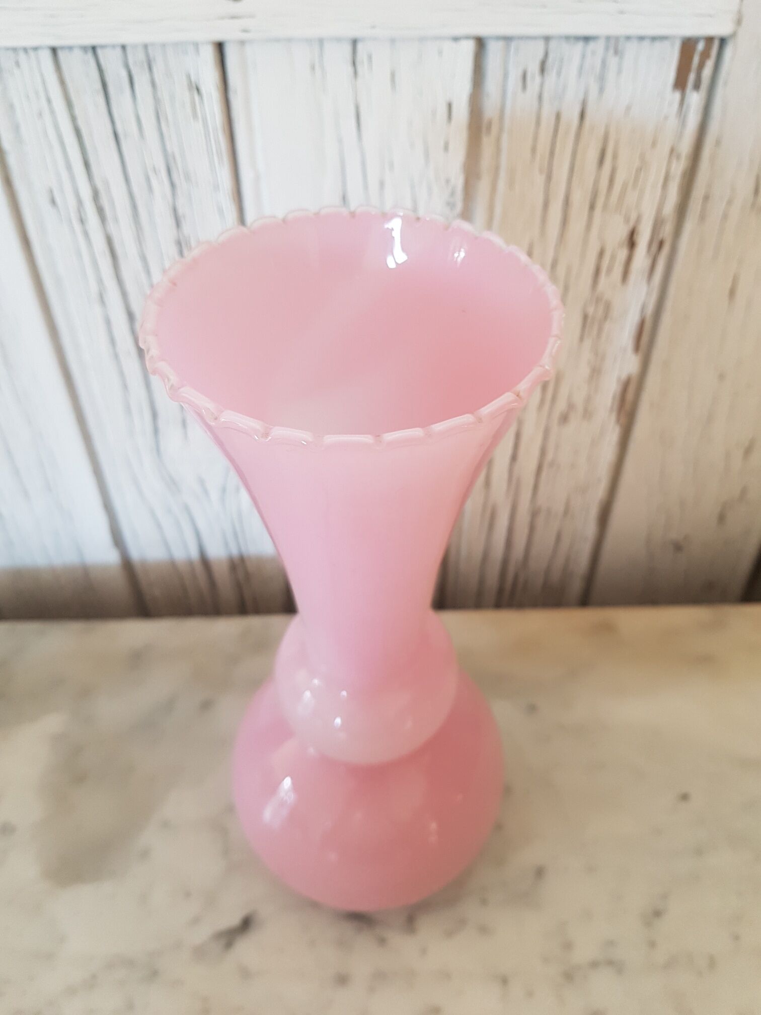 Vintage pink opaline vase