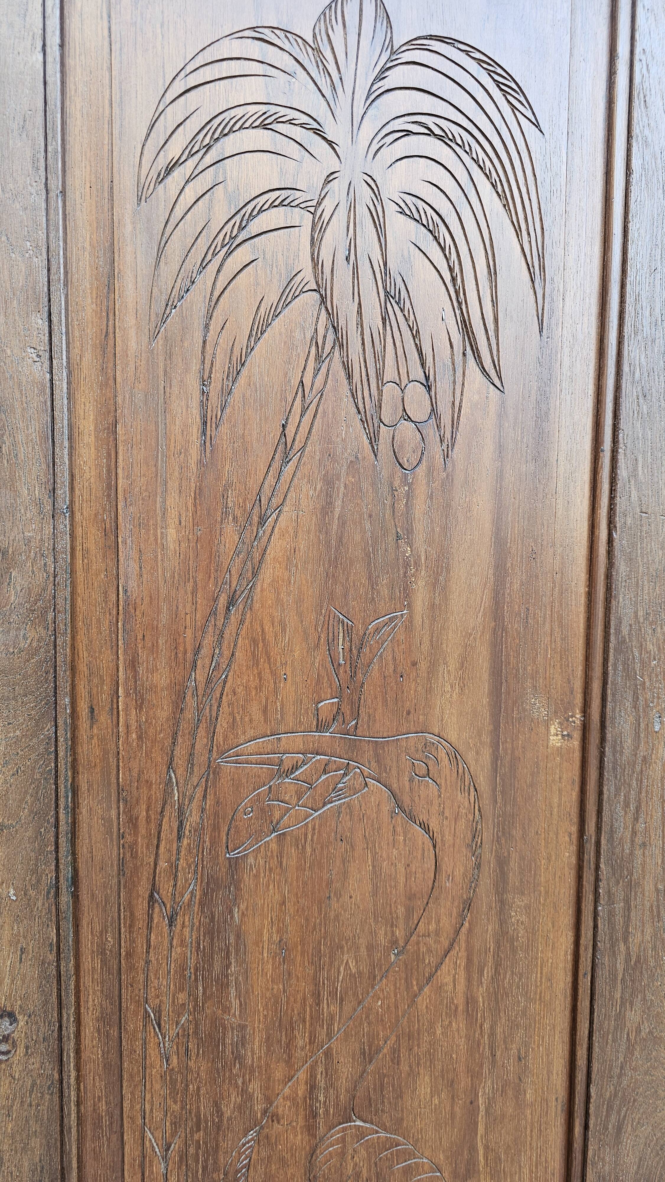 Antique Art Deco Burmese teak cabinet