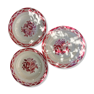 Lot 3 assiettes creuses Digoin Odette