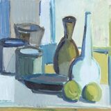 Original mid-century Swedish oil on canvas – “Still Life” by Arthur Nilsson – vintage & framed – 62 × 71 cm