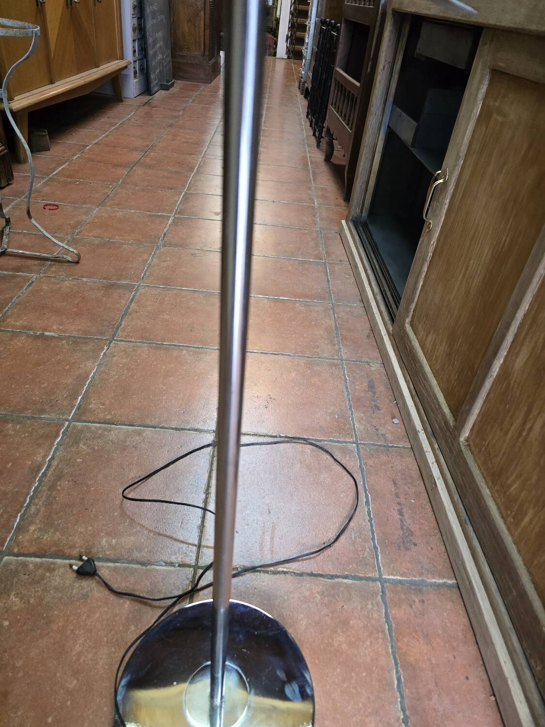 70s chrome metal floor lamp with 3 opaline ball lights