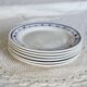 6 vintage white and blue earthenware dessert plates
