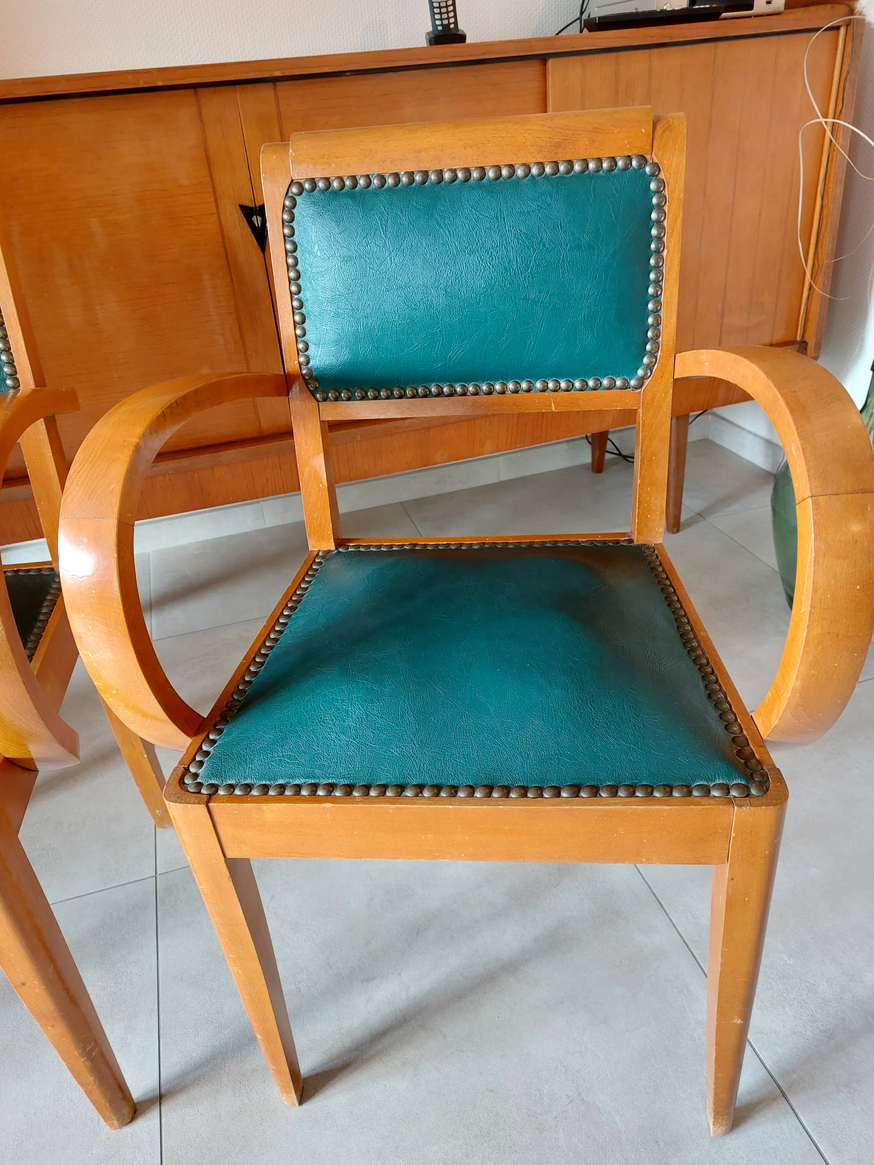 green leather bridge chairs