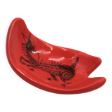 Red ceramic pocket emptier by Jean de Lespinasse, 1960s