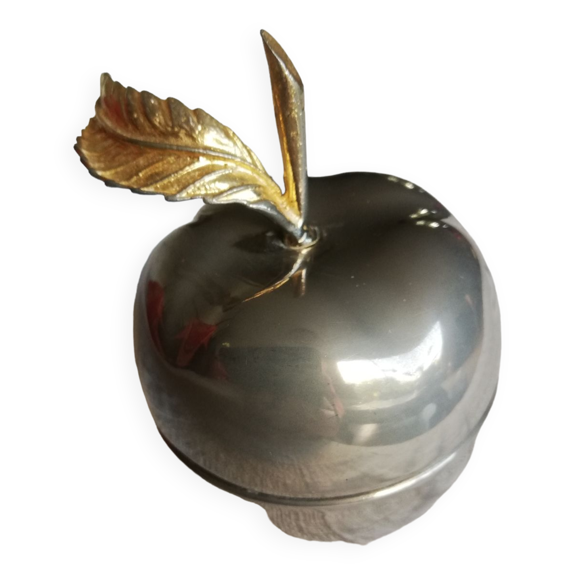 Silver apple box and gold leaf