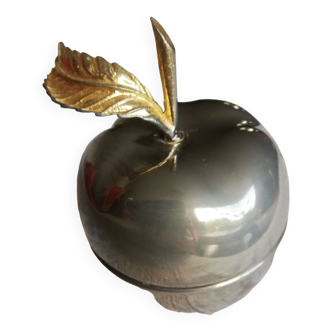 Boîte pomme argentée et feuille dorée