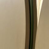 Large round triptych mirror with ivory background and back, 1970s design.