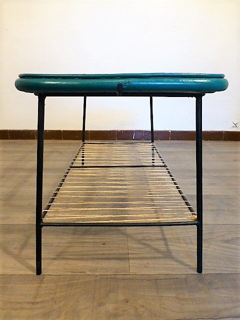 Table basse en rotin, métal et corde 1960