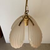 Frosted glass pendant lamp and shell brass