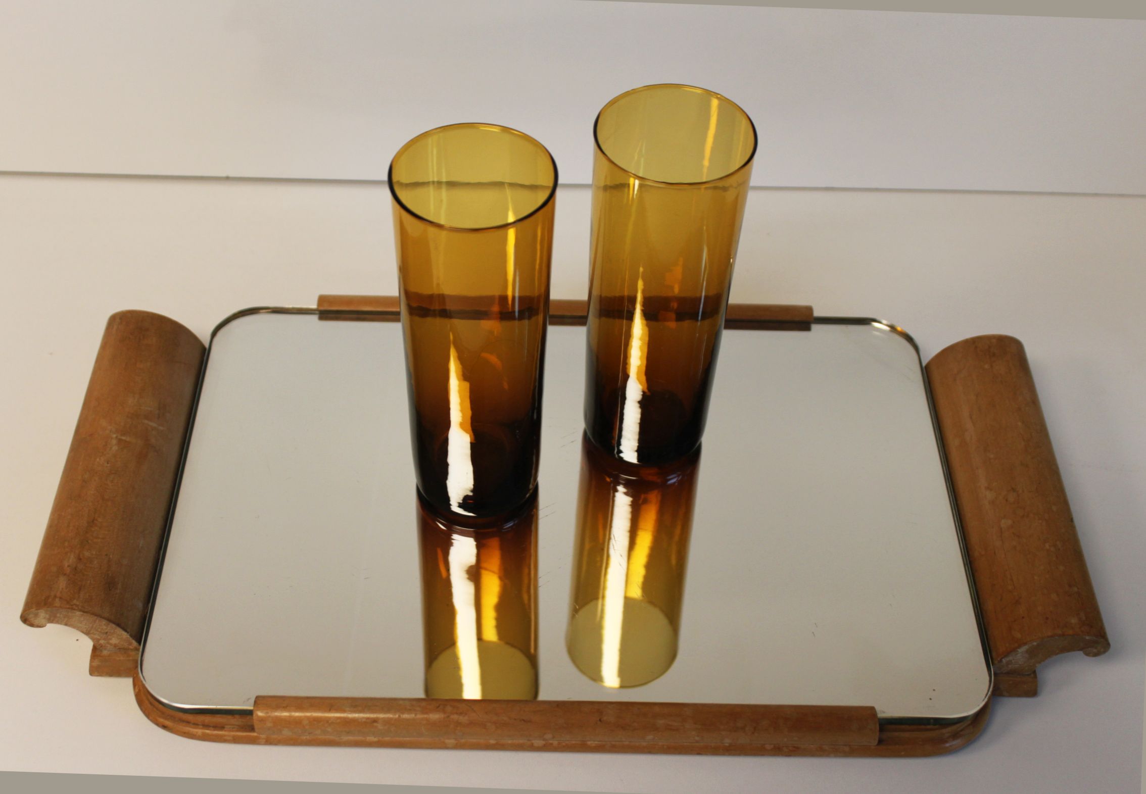 Art Deco wooden mirror top, 1940.