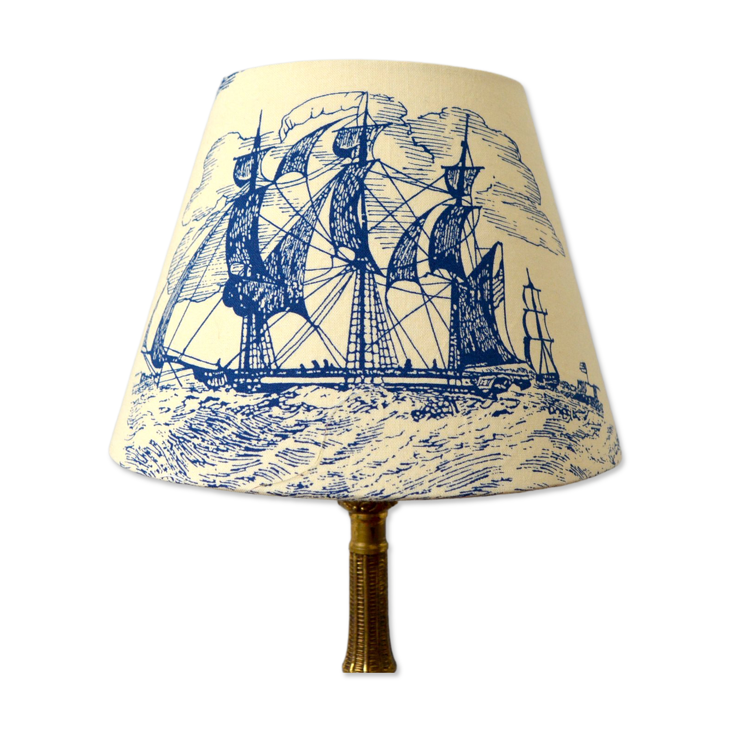 Jouy fabric lampshade, marine decoration