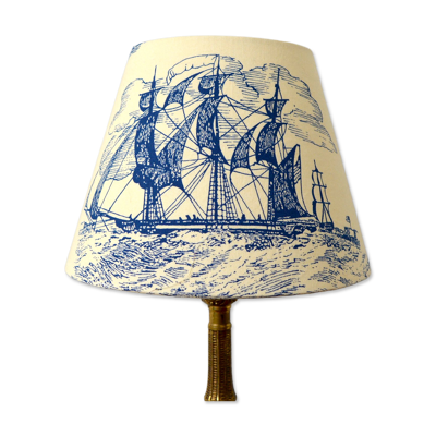 Abat-jour toile de Jouy, décoration marine