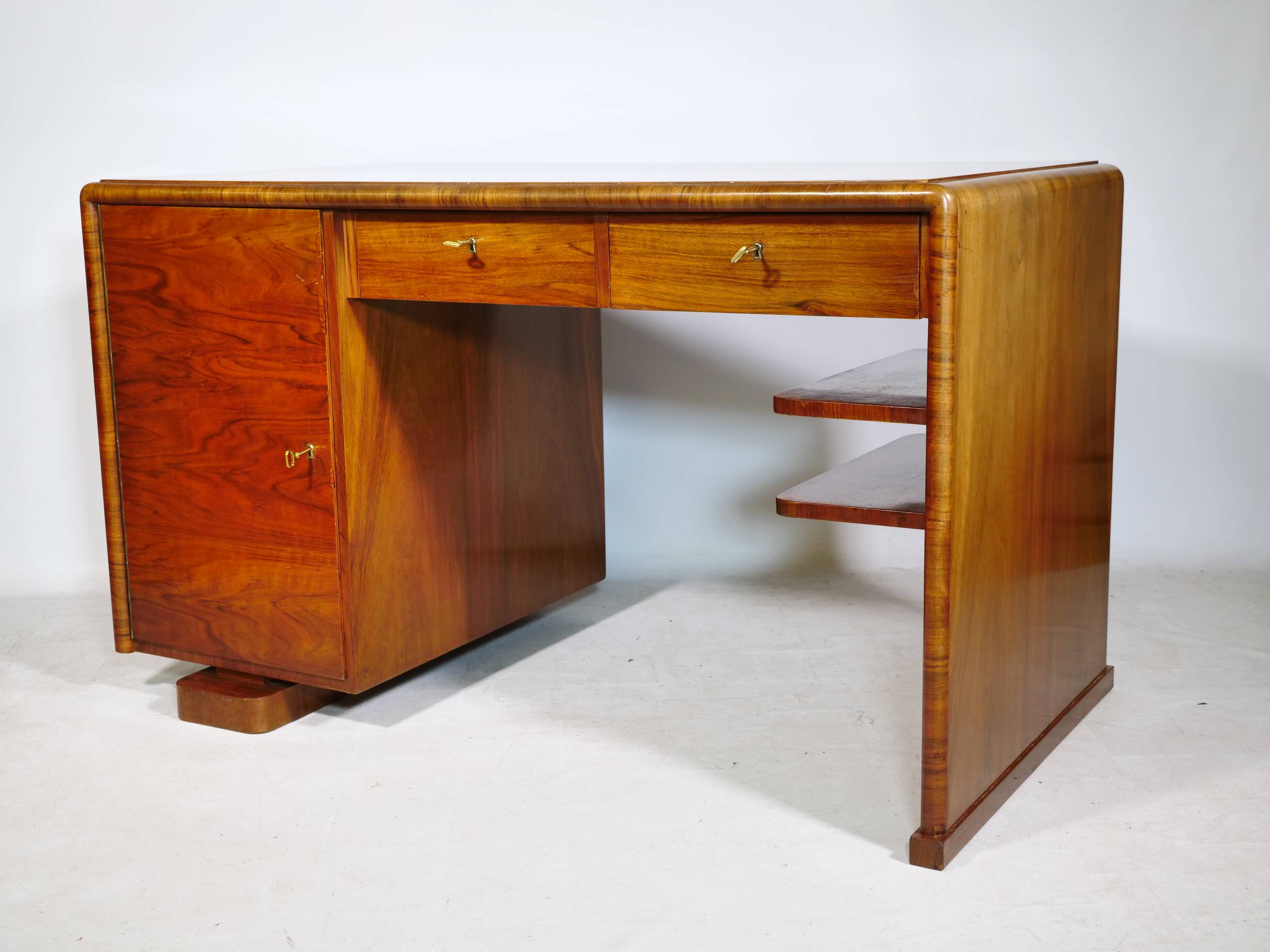Art Deco Walnut Desk, 1920s