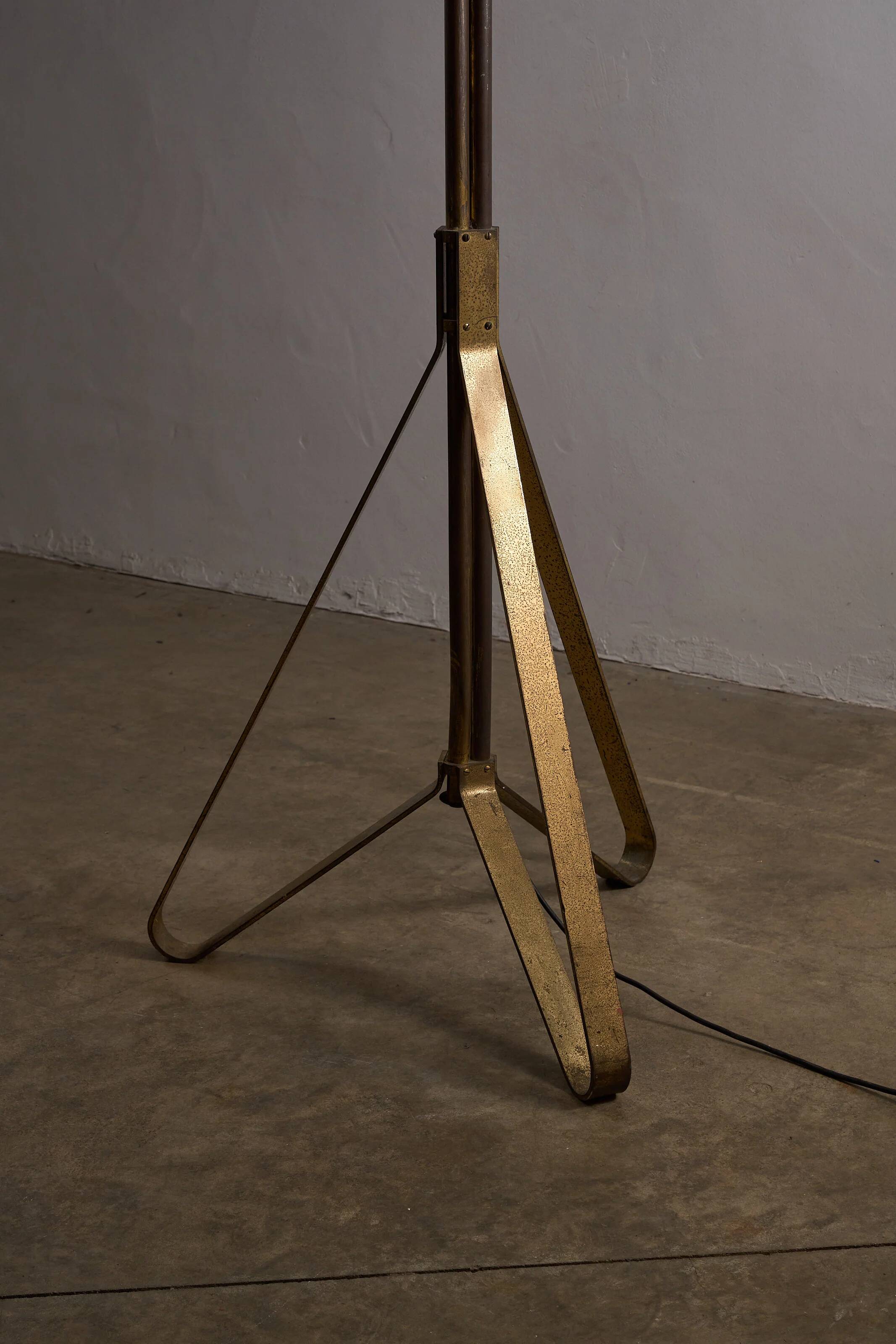 Mid-century Russian floor lamp with three adjustable brass shades