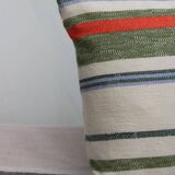Striped linen cushion