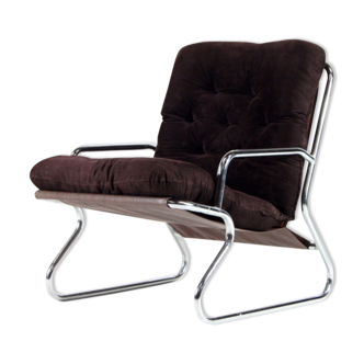 Modern Danish retro vintage chair in chrome and fabric