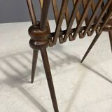 French vintage beech magazine rack, 1960s